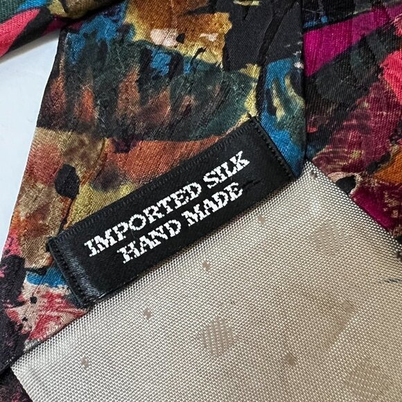 J.T. Beckett Tie Abstract Design Gold Blue Gray Pink Silk Neck tie Vintage ‘80s - Picture 3 of 6